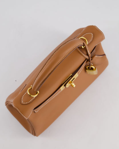Hermès Kelly 25cm Retourne Bag in Gold Swift Leather with Gold Hardware