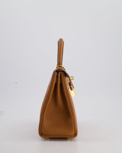 Hermès Kelly 25cm Retourne Bag in Gold Swift Leather with Gold Hardware