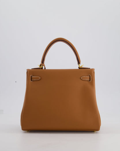 Hermès Kelly 25cm Retourne Bag in Gold Swift Leather with Gold Hardware