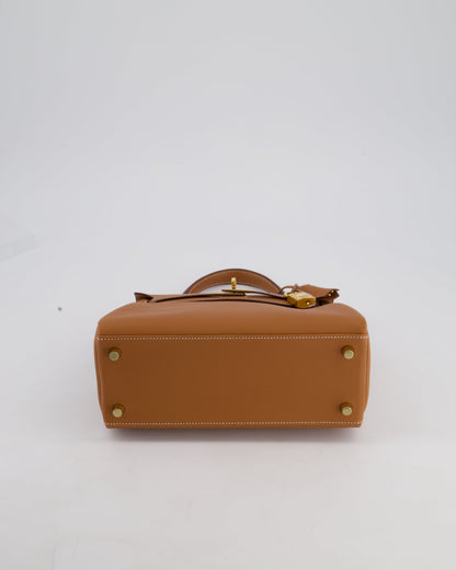 Hermès Kelly 25cm Retourne Bag in Gold Swift Leather with Gold Hardware