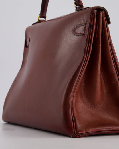 *FIRE PRICE* Hermès Vintage Kelly 32cm Bag in Rouge H Box Leather with Gold Hardware