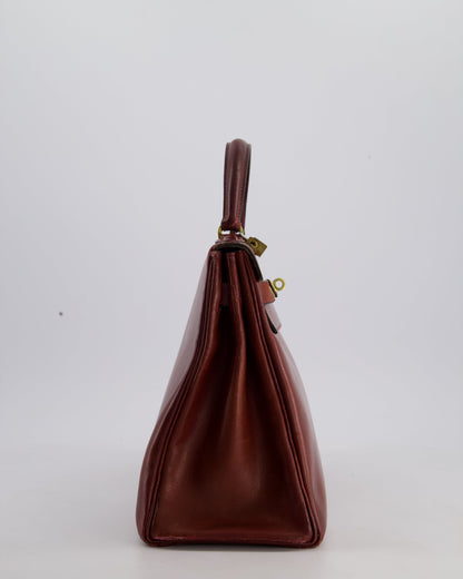 *FIRE PRICE* Hermès Vintage Kelly 32cm Bag in Rouge H Box Leather with Gold Hardware