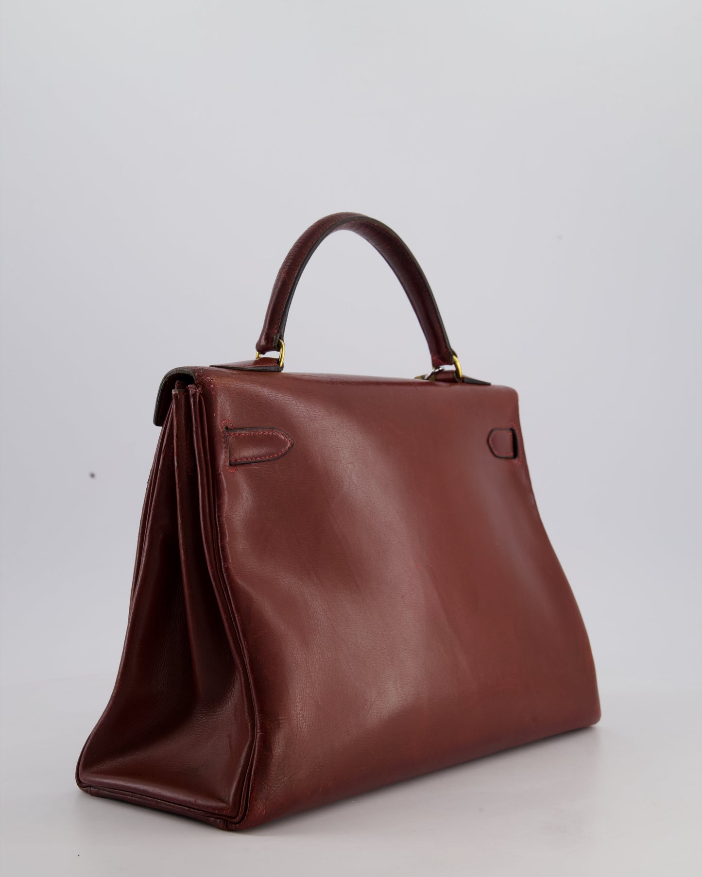 *FIRE PRICE* Hermès Vintage Kelly 32cm Bag in Rouge H Box Leather with Gold Hardware