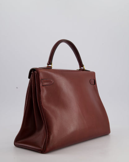 *FIRE PRICE* Hermès Vintage Kelly 32cm Bag in Rouge H Box Leather with Gold Hardware
