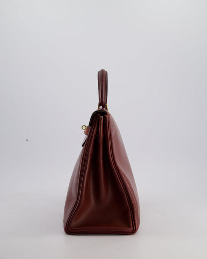 *FIRE PRICE* Hermès Vintage Kelly 32cm Bag in Rouge H Box Leather with Gold Hardware