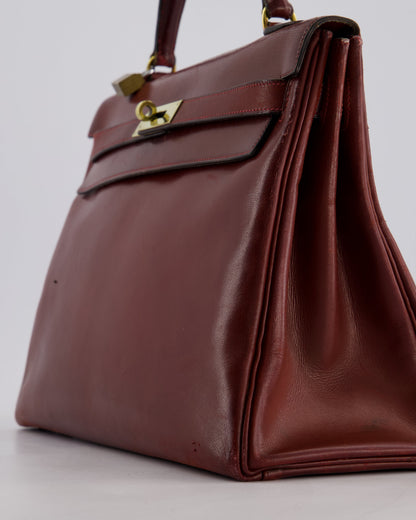 *FIRE PRICE* Hermès Vintage Kelly 32cm Bag in Rouge H Box Leather with Gold Hardware