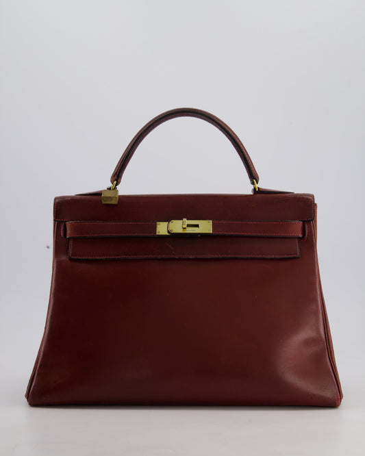 *FIRE PRICE* Hermès Vintage Kelly 32cm Bag in Rouge H Box Leather with Gold Hardware
