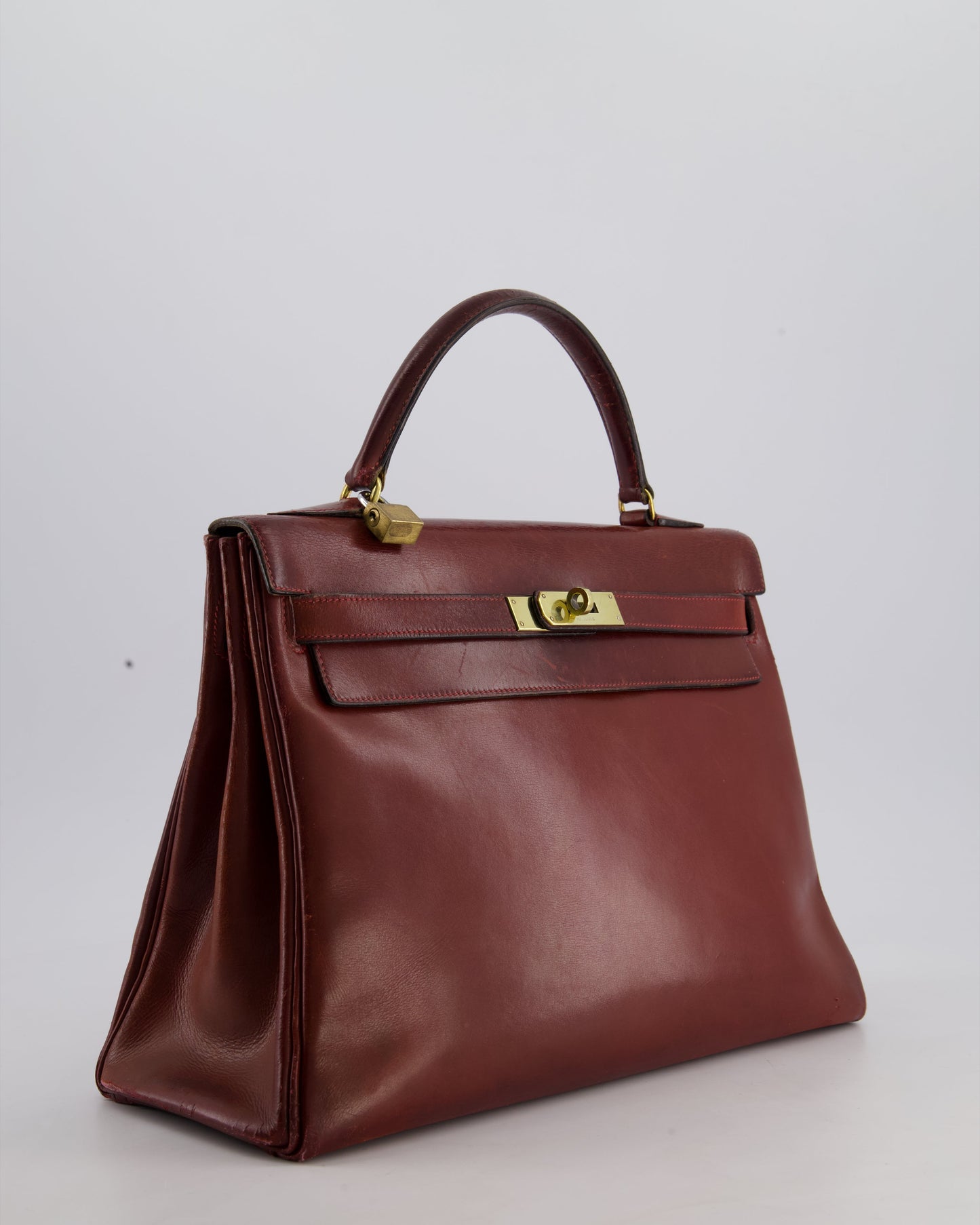 *FIRE PRICE* Hermès Vintage Kelly 32cm Bag in Rouge H Box Leather with Gold Hardware