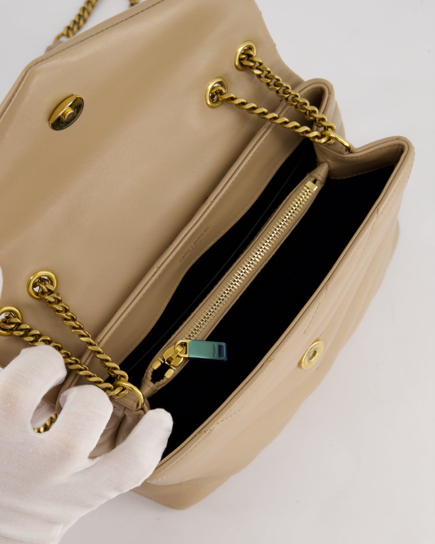 Saint Laurent Beige Small Lou Lou Bag with Gold Hardware