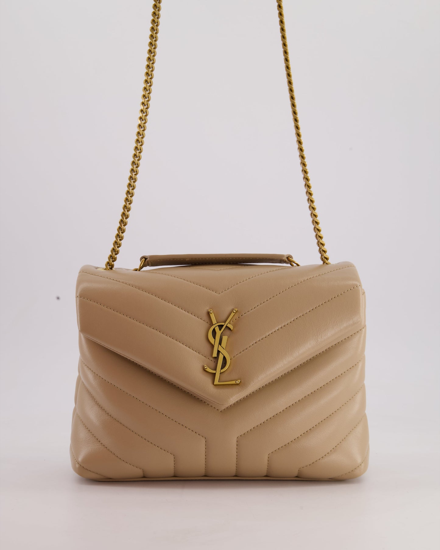 Saint Laurent Beige Small Lou Lou Bag with Gold Hardware