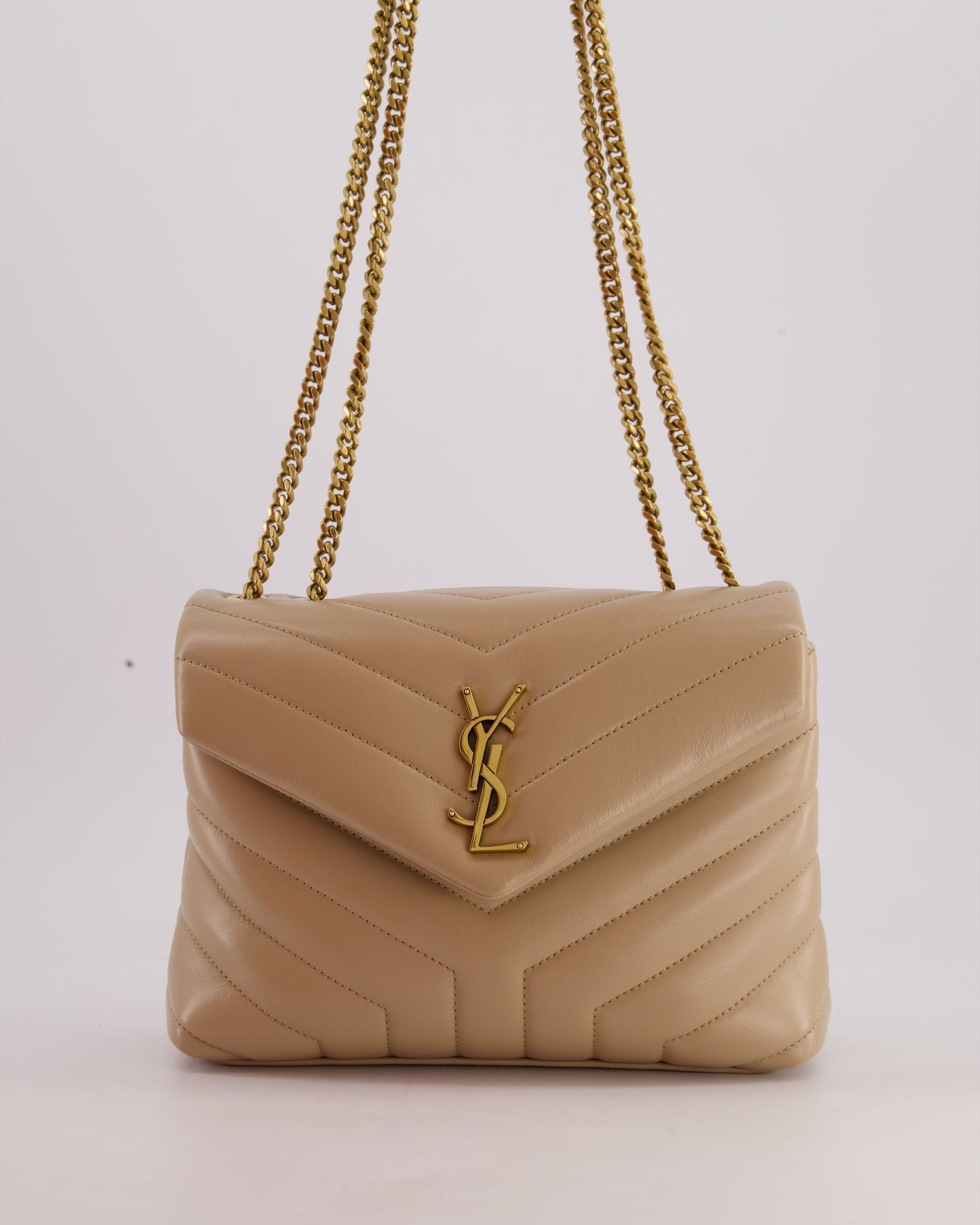 Saint Laurent Beige Small Lou Lou Bag with Gold Hardware