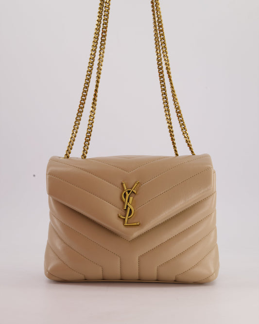 Saint Laurent Beige Small Lou Lou Bag with Gold Hardware