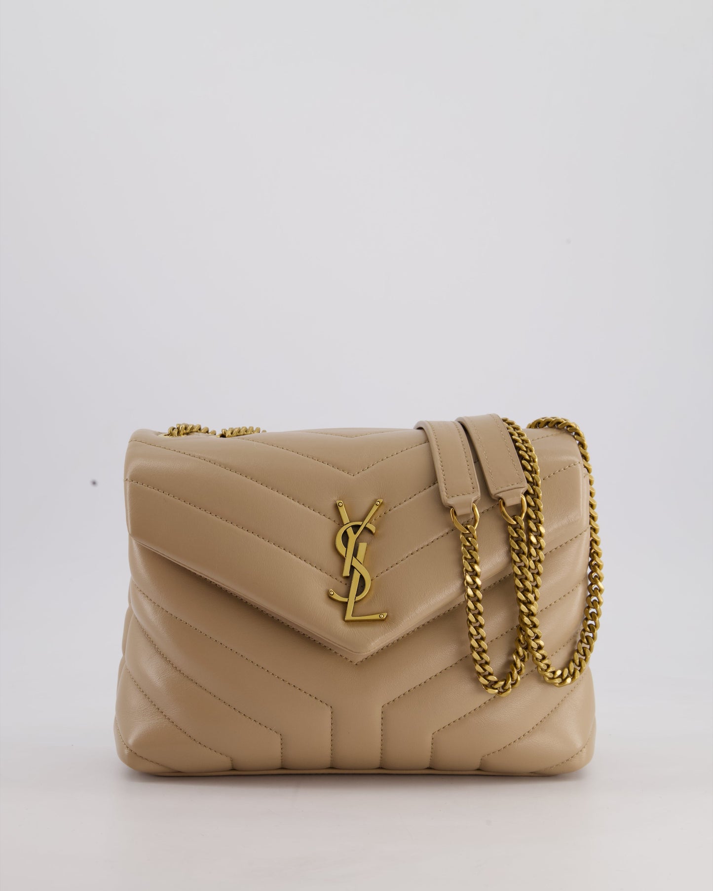 Saint Laurent Beige Small Lou Lou Bag with Gold Hardware