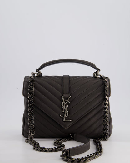 Saint Laurent Asphalt Grey Medium College Bag with Brushed Palladium Hardware