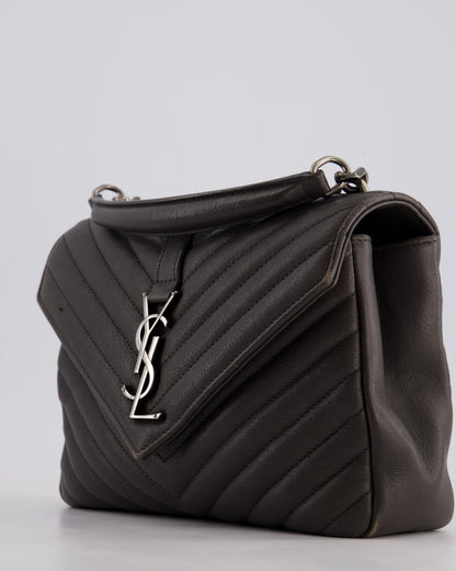 Saint Laurent Asphalt Grey Medium College Bag with Brushed Palladium Hardware