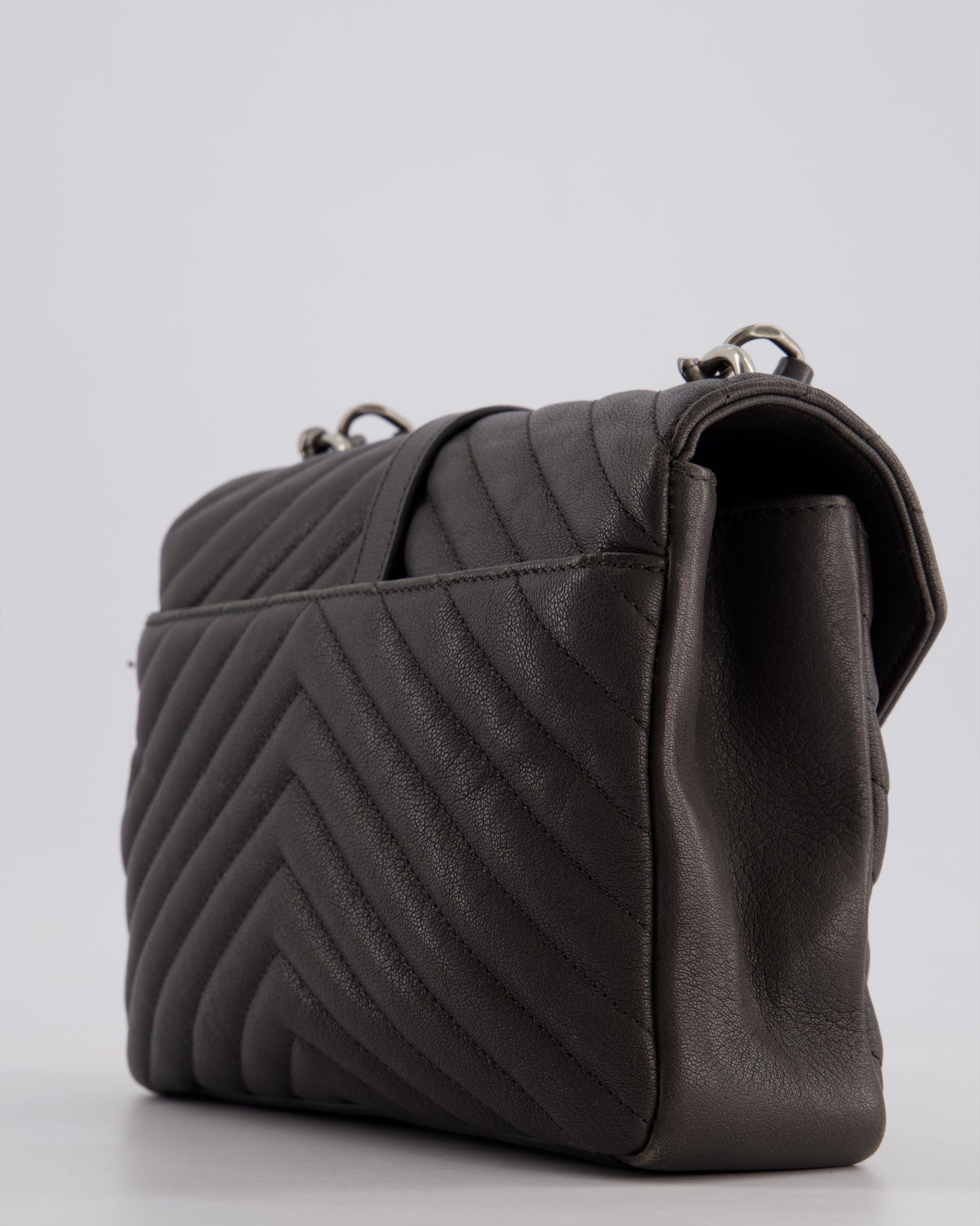 Saint Laurent Asphalt Grey Medium College Bag with Brushed Palladium Hardware