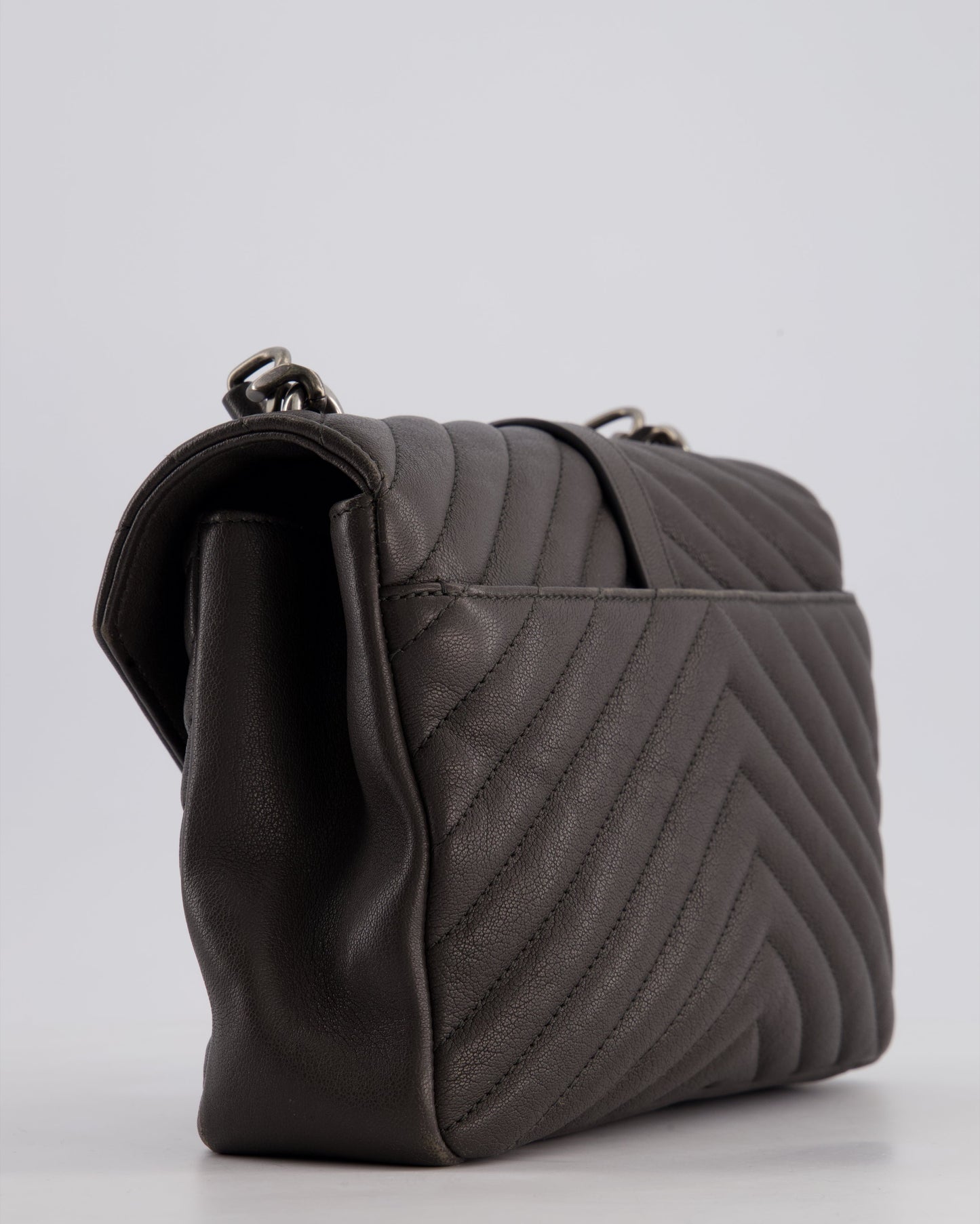 Saint Laurent Asphalt Grey Medium College Bag with Brushed Palladium Hardware