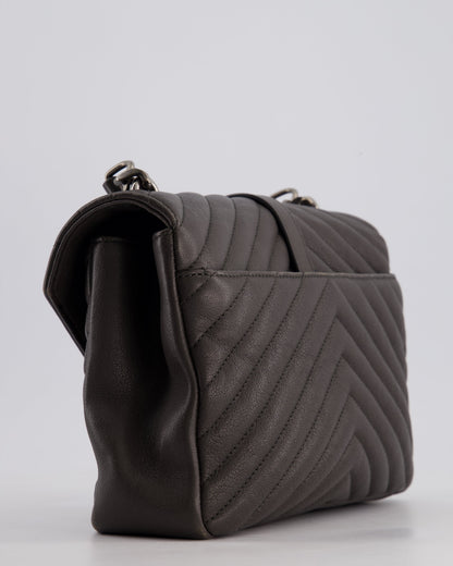 Saint Laurent Asphalt Grey Medium College Bag with Brushed Palladium Hardware