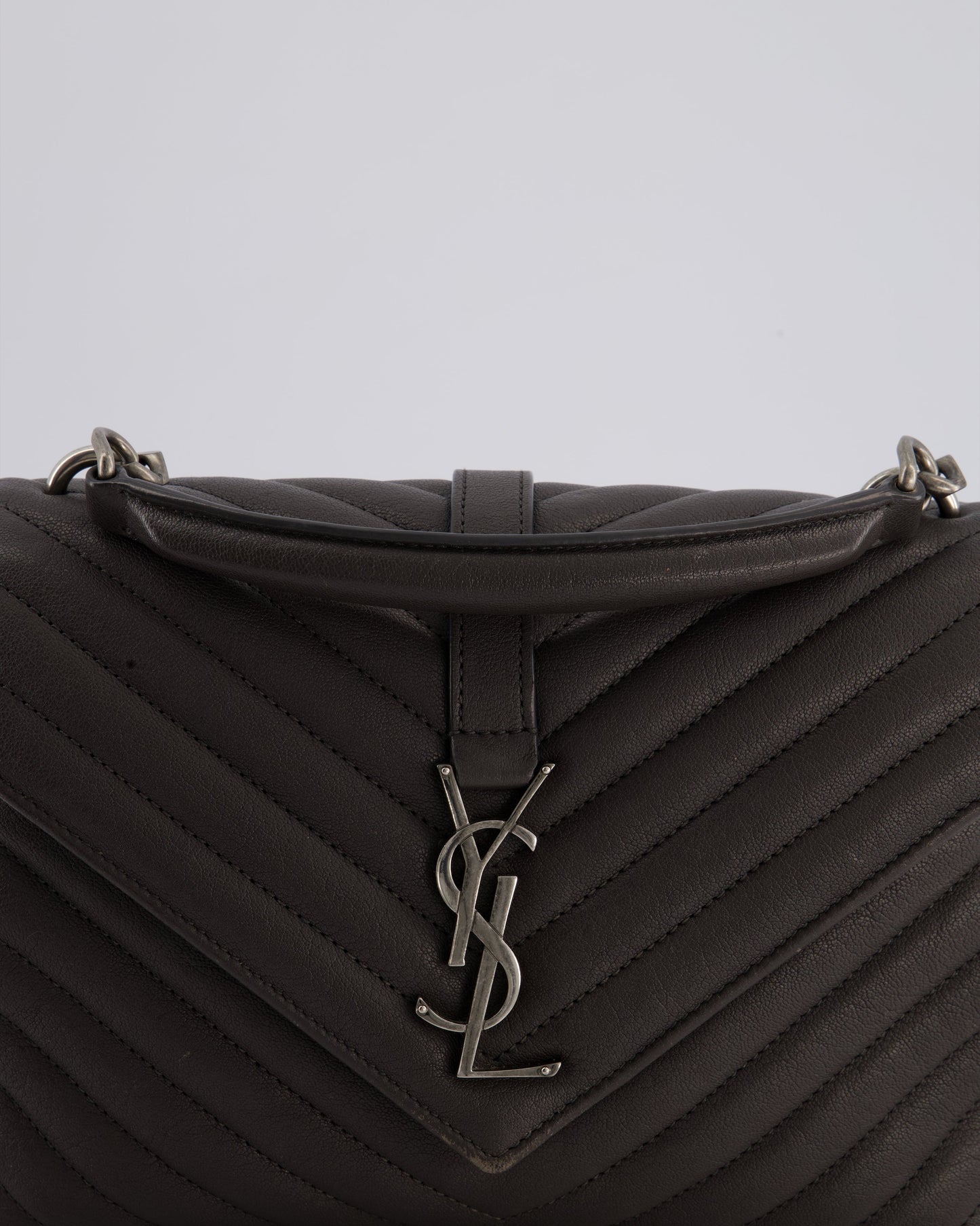 Saint Laurent Asphalt Grey Medium College Bag with Brushed Palladium Hardware
