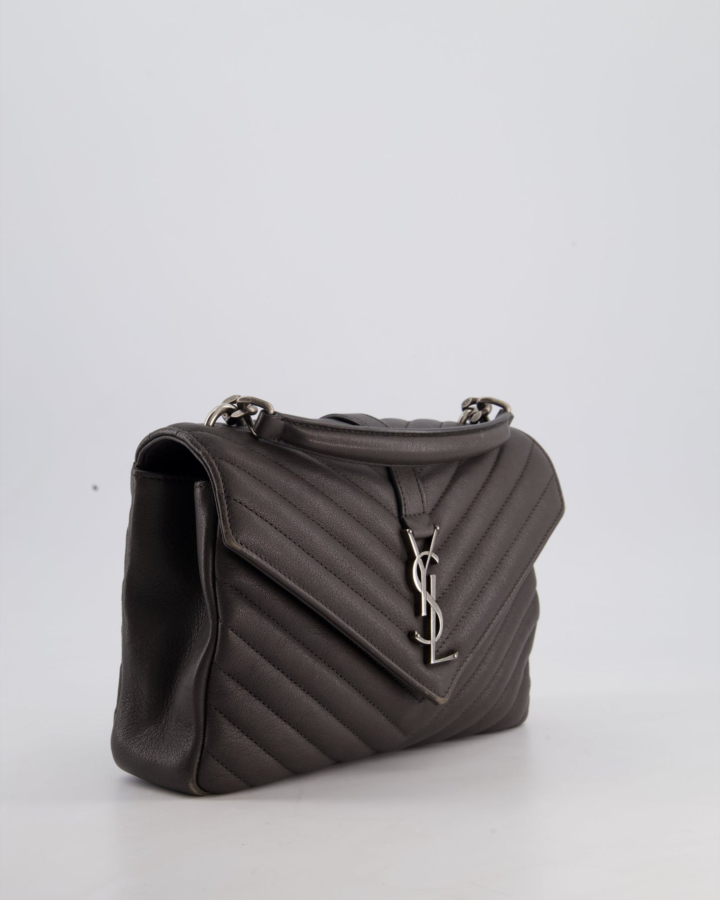 Saint Laurent Asphalt Grey Medium College Bag with Brushed Palladium Hardware
