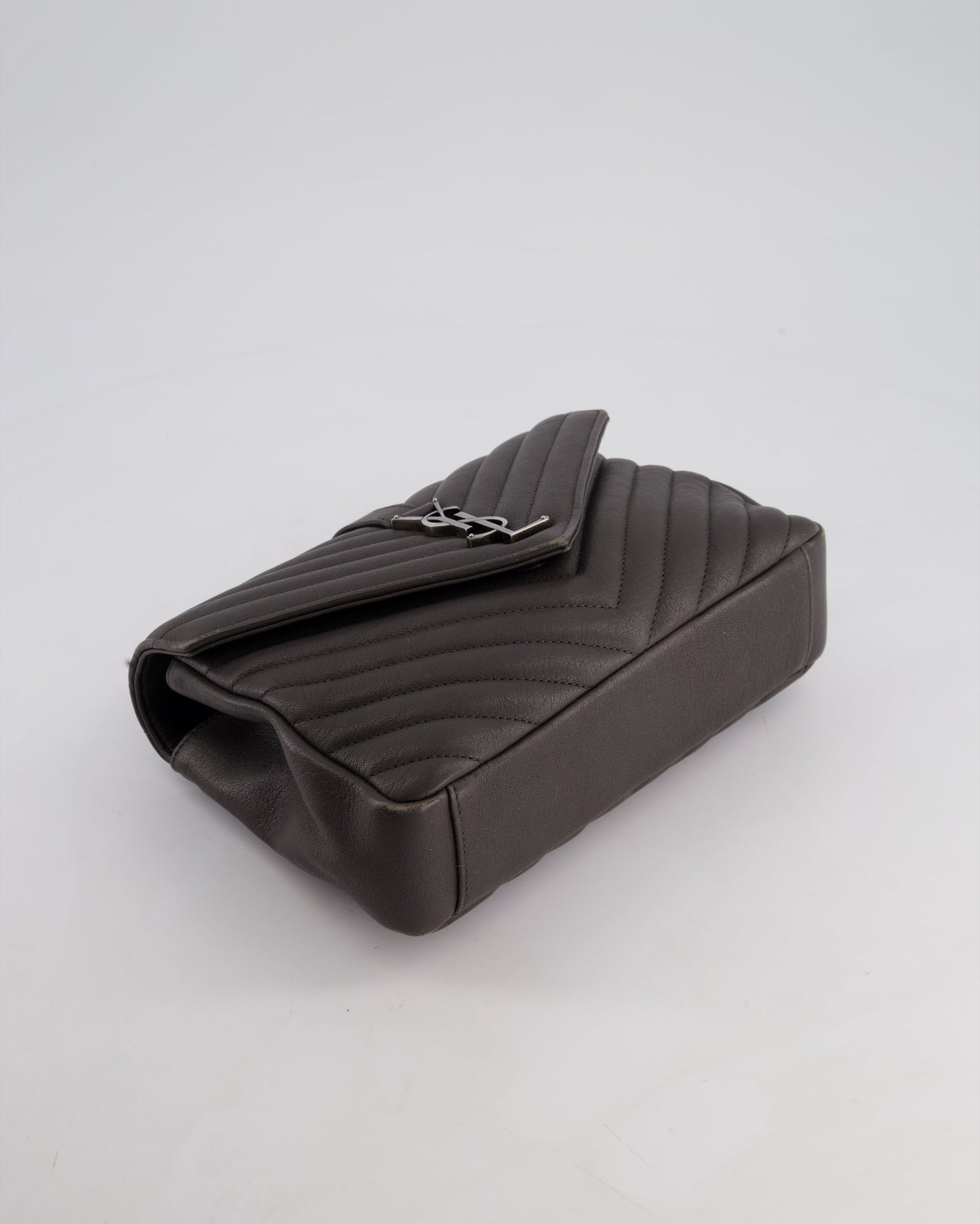 Saint Laurent Asphalt Grey Medium College Bag with Brushed Palladium Hardware