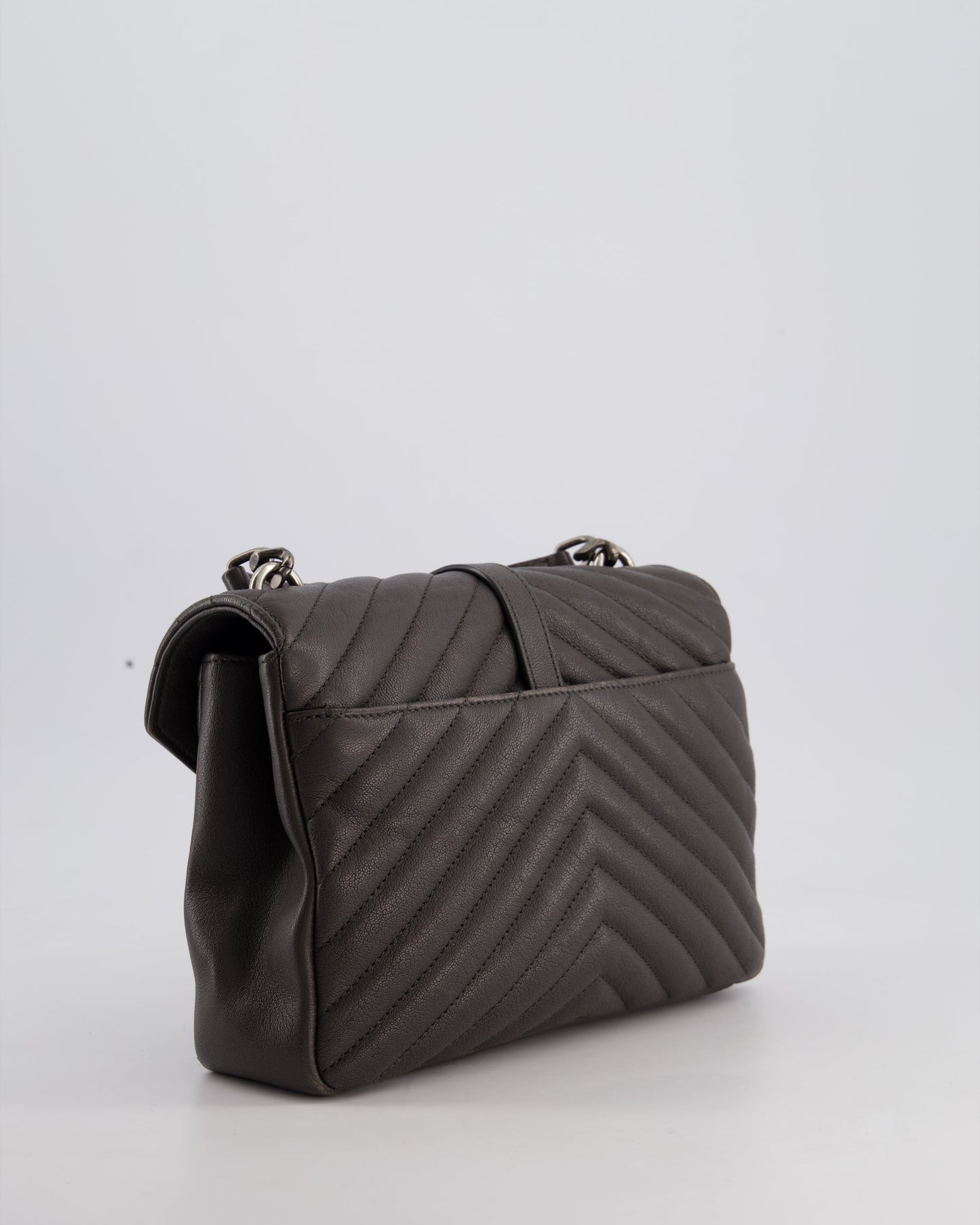 Saint Laurent Asphalt Grey Medium College Bag with Brushed Palladium Hardware