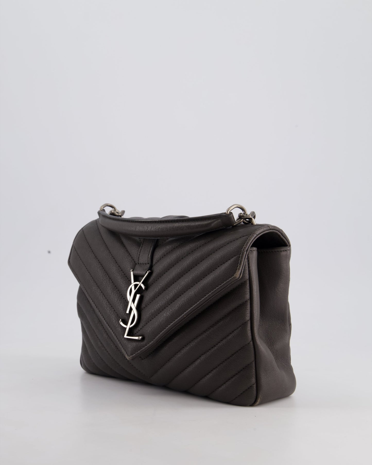 Saint Laurent Asphalt Grey Medium College Bag with Brushed Palladium Hardware