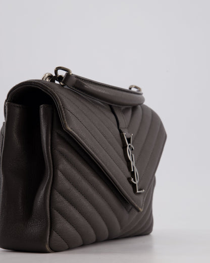 Saint Laurent Asphalt Grey Medium College Bag with Brushed Palladium Hardware