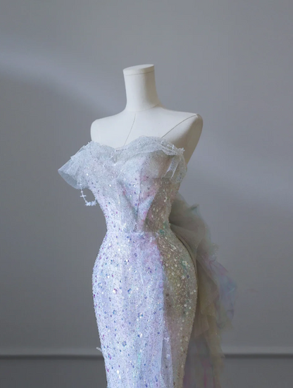 Dreamy Lilac Mermaid Tulle Sequin Prom Dress P2550