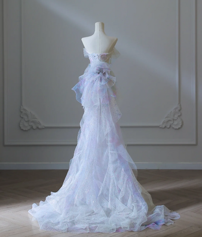 Dreamy Lilac Mermaid Tulle Sequin Prom Dress P2550