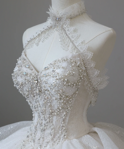 Dreamy Princess Sweet Butterfly on the Chest Shiny Tulle A-line Wedding Dress P2602