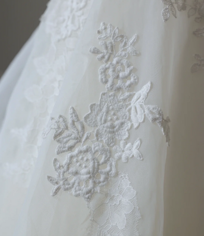 French Lace Strapless White Mermaid Wedding Dress P2567