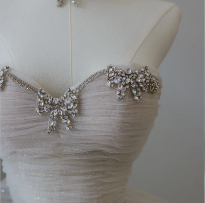 Glittering Galaxy Sweetheart Neck Layered Tulle A-Line Floor-Length Wedding Dress P2570