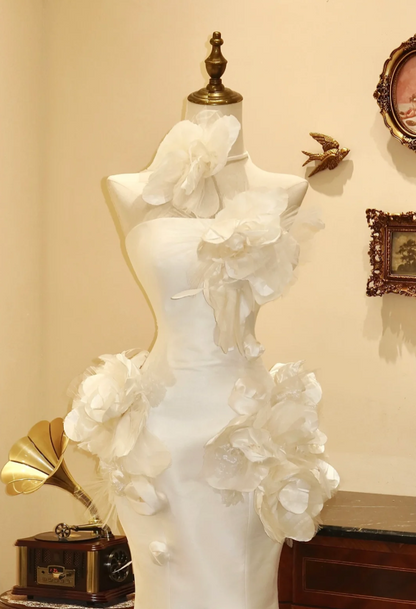 Princess White Retro V-neck Short Sleeve Satin Sweet Wedding Dress P2792