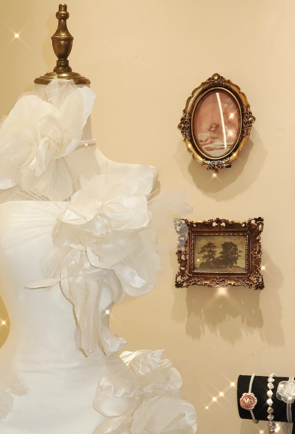 White Moonlight Satin Fishtail Flower Mermaid Wedding Dress P2796