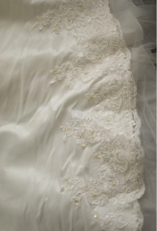 Retro palace irregular white satin beaded tube top wedding dress P2802