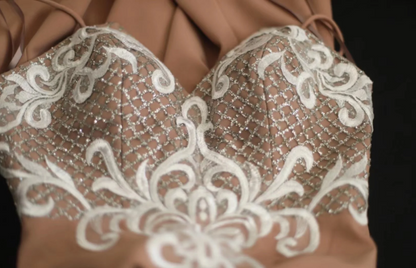 Elegant Pink Slim Fit Fishtail Satin Princess Wedding Dress P2804