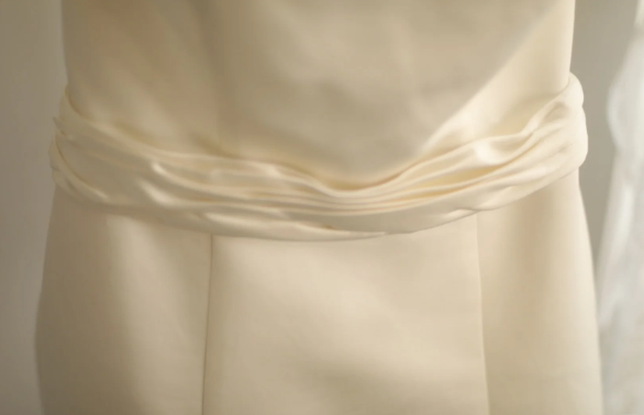 Simple Satin Bowknot Tube Top Retro A-Line Princess Floor-Length Wedding Dress P2805