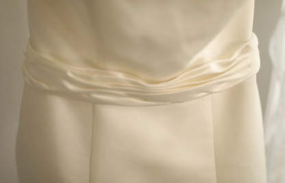 Simple Satin Bowknot Tube Top Retro A-Line Princess Floor-Length Wedding Dress P2805