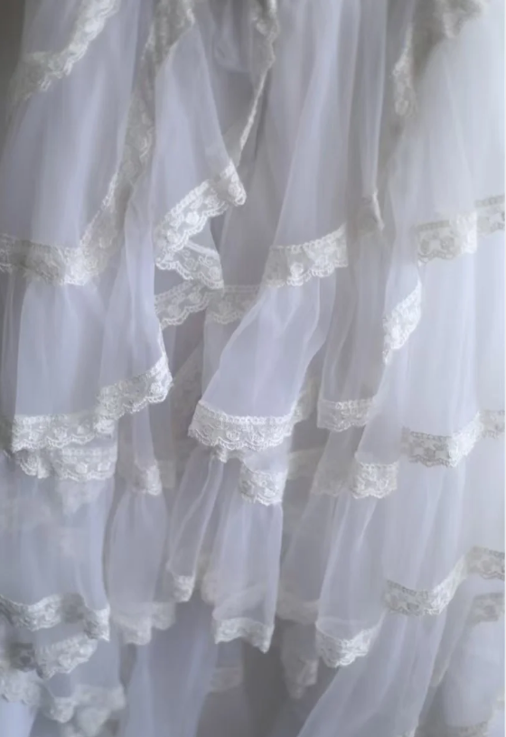 Retro Palace Princess Tube Top Irregular Layered Lace A-Line Wedding Dress P2807