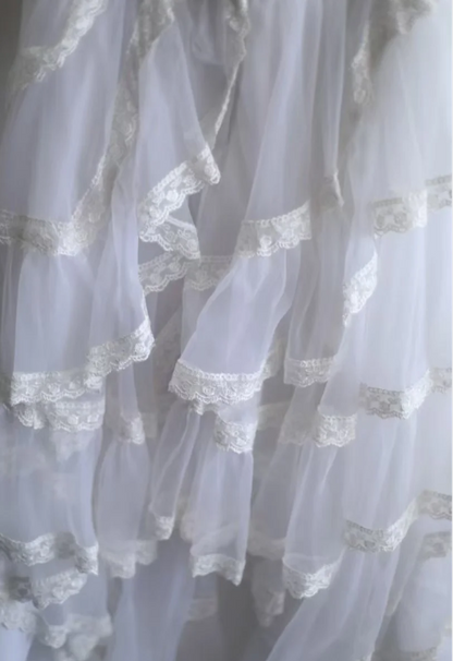 Retro Palace Princess Tube Top Irregular Layered Lace A-Line Wedding Dress P2807