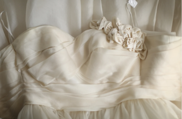 Champagne Color Sweetheart Neck Floral A-Line Layered Floor-Length Wedding Dress P2810