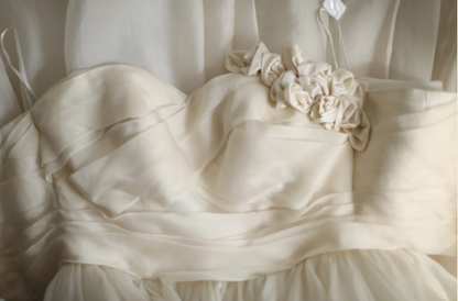 Champagne Color Sweetheart Neck Floral A-Line Layered Floor-Length Wedding Dress P2810