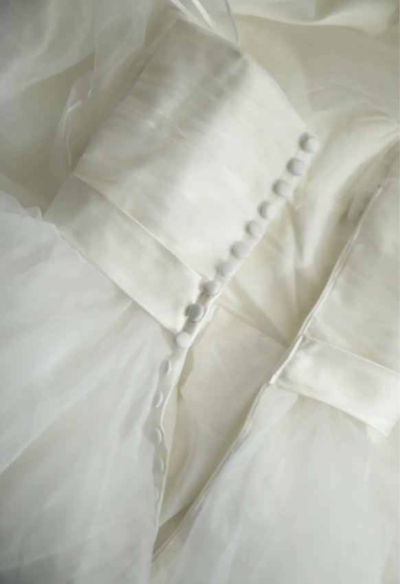 Simple Sweetheart Neckline Ruffled Tulle A-Line Wedding Dress P2811