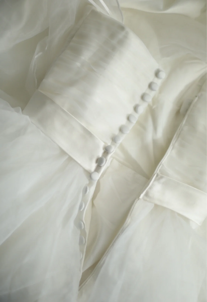 Simple Sweetheart Neckline Ruffled Tulle A-Line Wedding Dress P2811