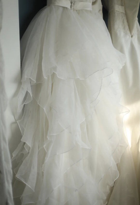 Simple Sweetheart Neckline Ruffled Tulle A-Line Wedding Dress P2811