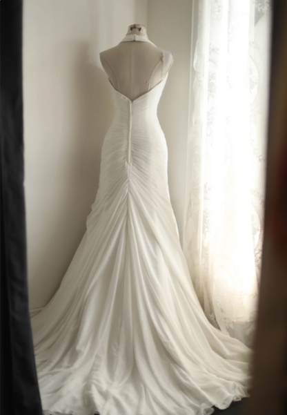 Roman Style Halter Neck Chiffon Fishtail A-Line Wedding Dress P2812