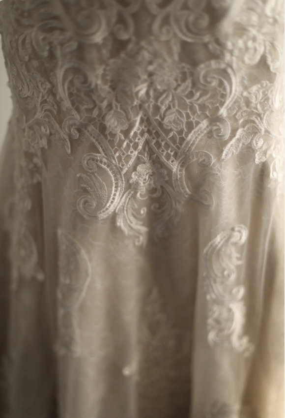 Vintage Lace Mesh Splicing Heart-Shaped Neck Mermaid Princess Wedding Dress P2814