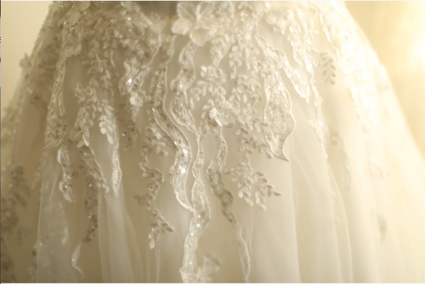 Simple One Shoulder Satin Mesh Splicing A-Line Floor-Length Wedding Dress P2827