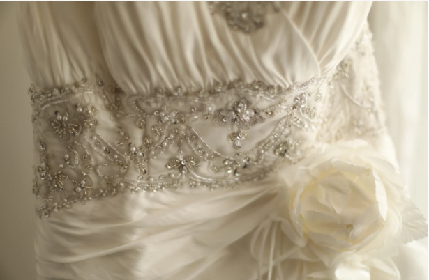 Vintage Sweetheart Neck Satin Beaded A-Line Floor-Length Wedding Dress P2830